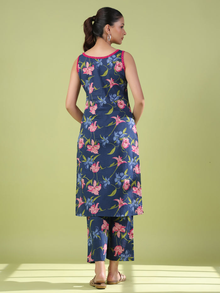Women's Tropical Sleeveless Kurta Set