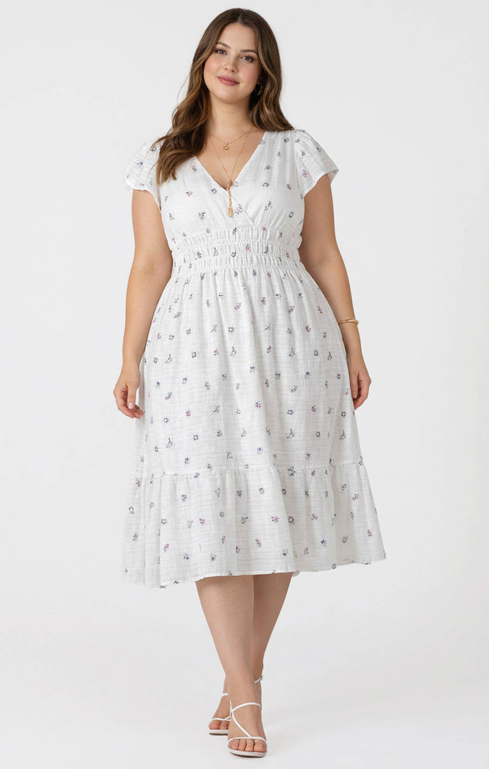 Wrap Front Tiered Midi Dress