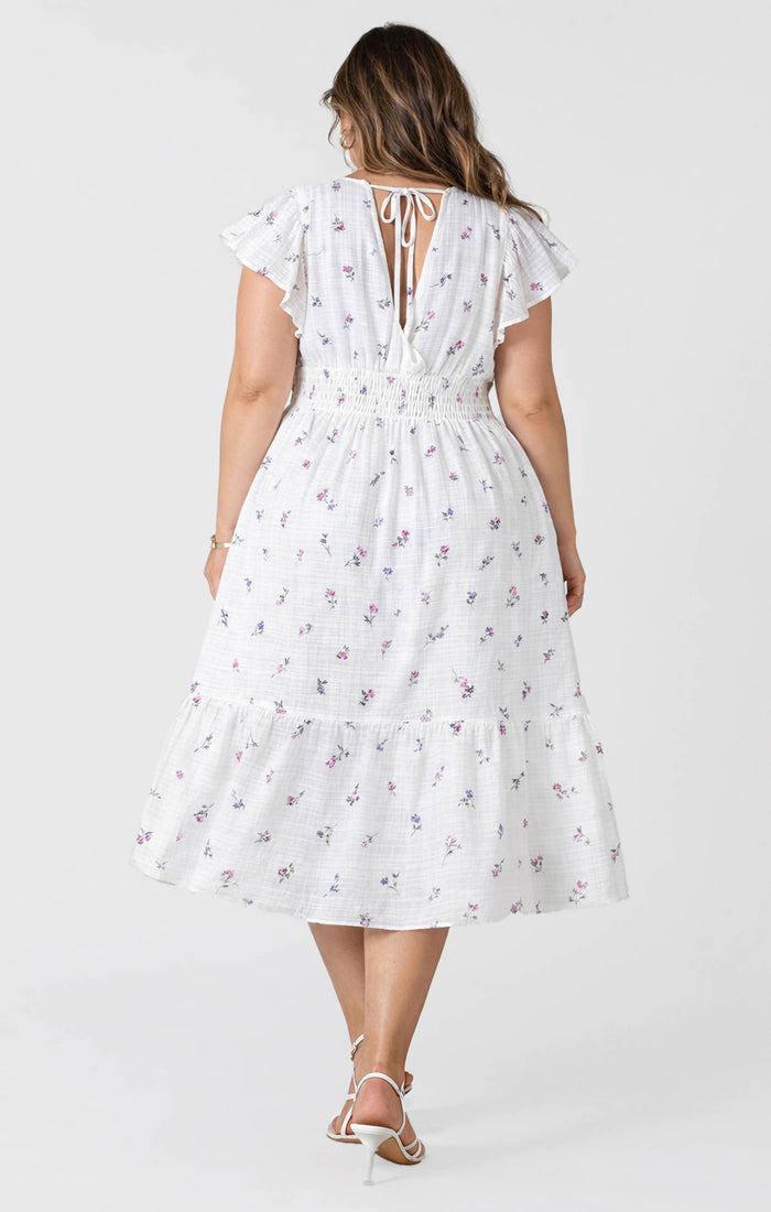 Wrap Front Tiered Midi Dress