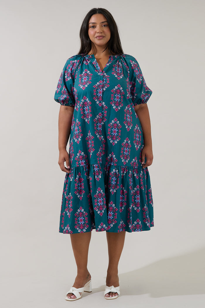 Wynette Tiered Midi Dress Folklore Curve