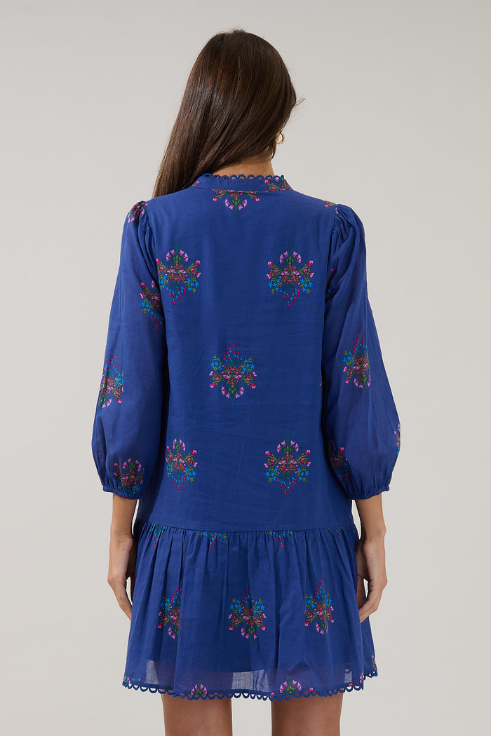 Yamila Ruffle Mini Dress Bouquet