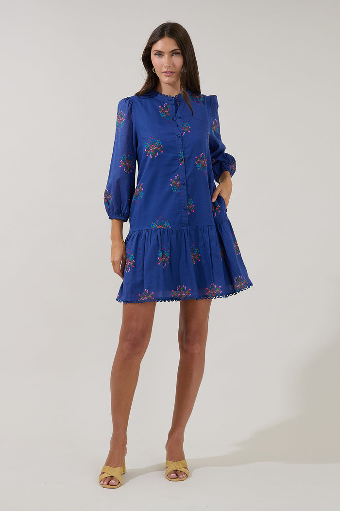 Yamila Ruffle Mini Dress Bouquet