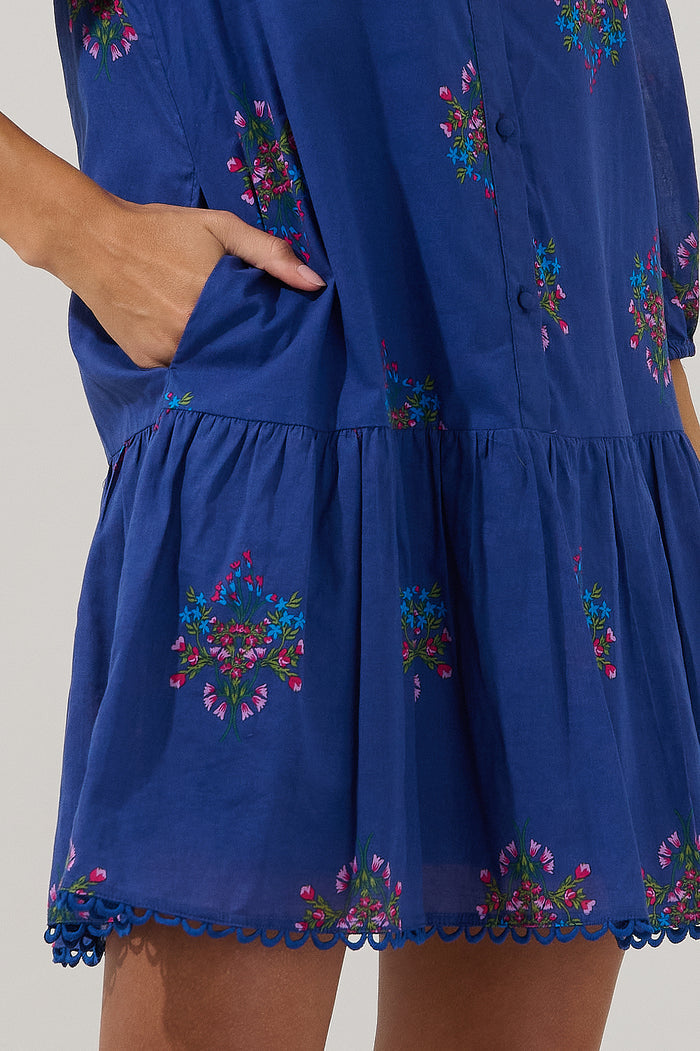 Yamila Ruffle Mini Dress Bouquet