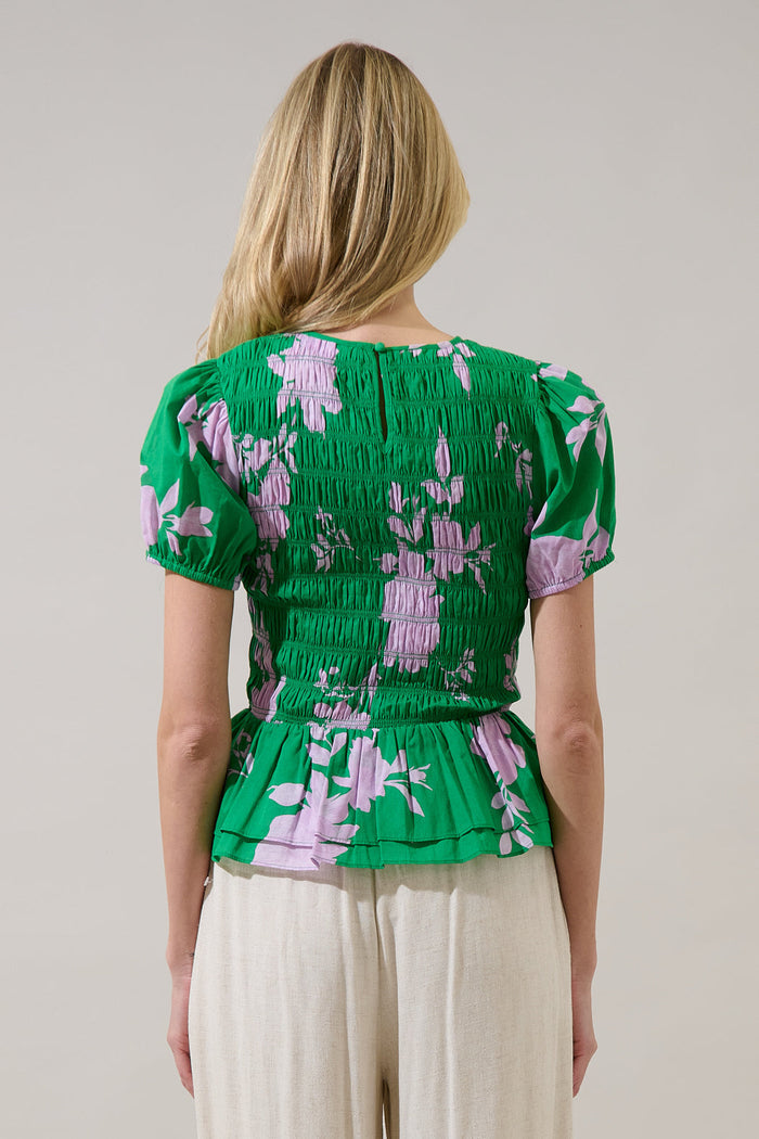 Zama Floral Katti Smocked Top