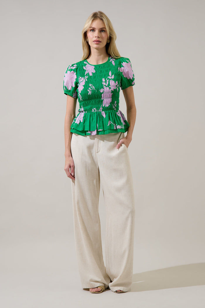 Zama Floral Katti Smocked Top