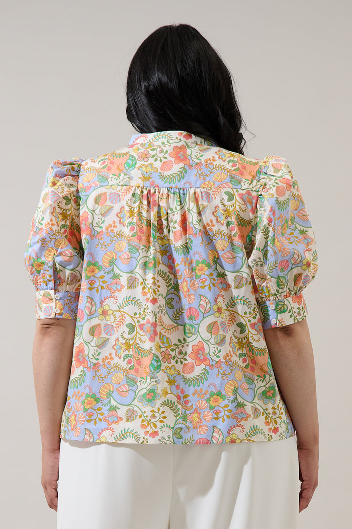 Zamara Floral Klina Drape Sleeve Top Curve