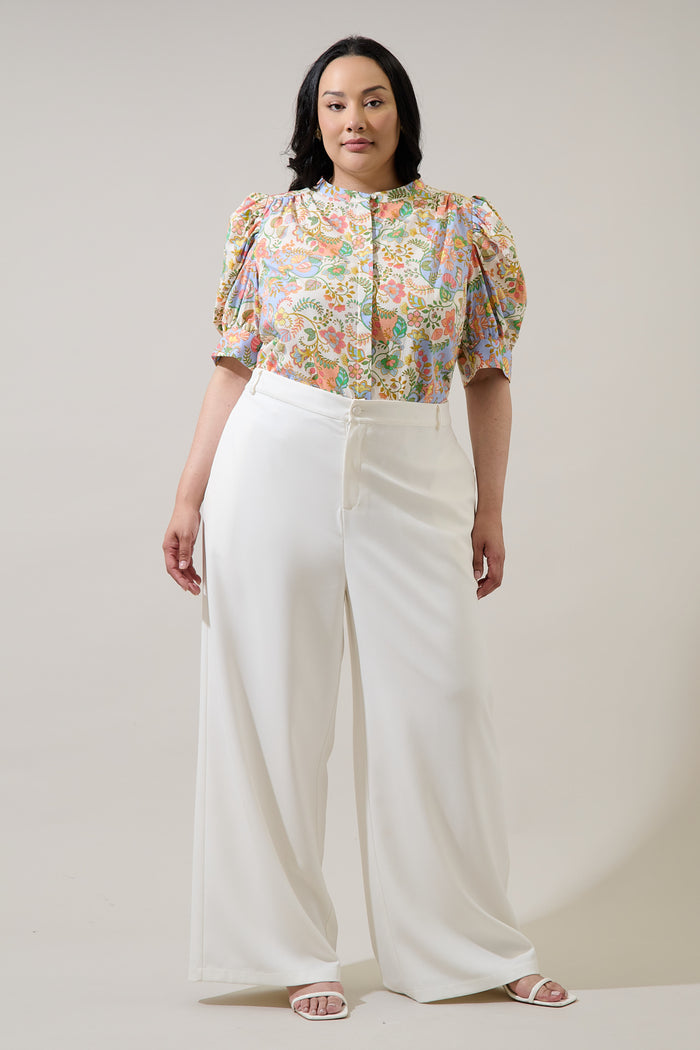 Zamara Floral Klina Drape Sleeve Top Curve