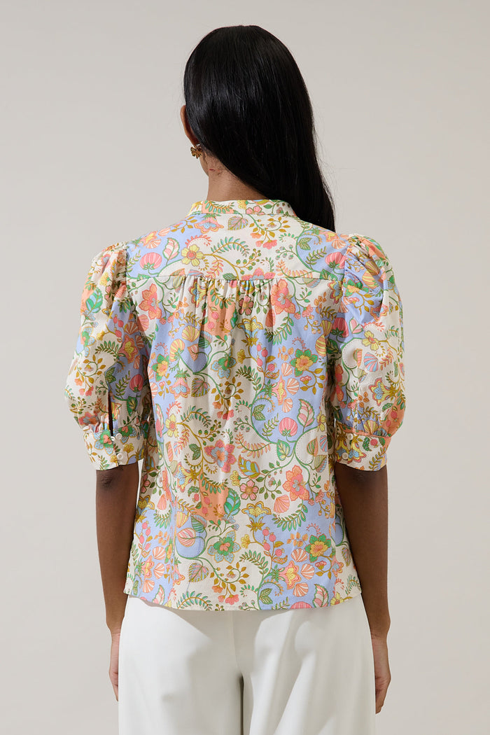 Zamara Floral Klina Drape Sleeve Top