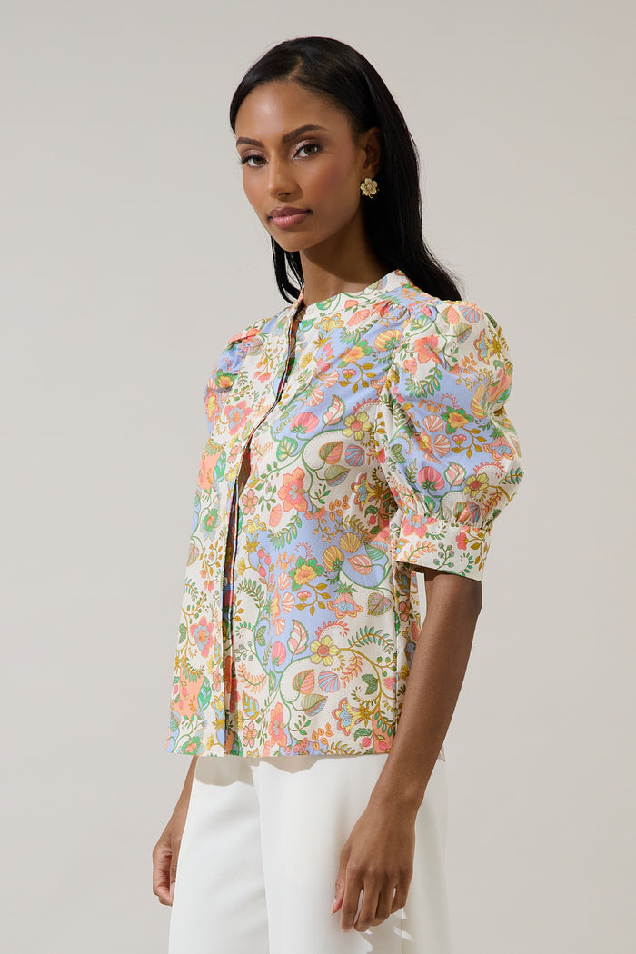 Zamara Floral Klina Drape Sleeve Top