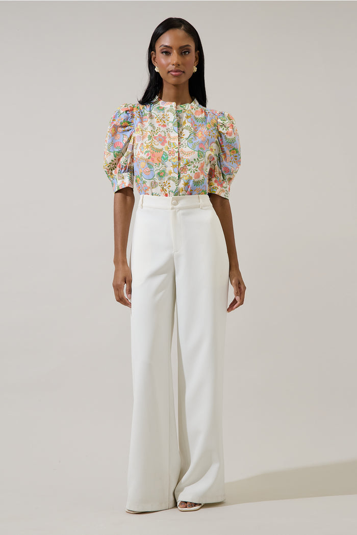 Zamara Floral Klina Drape Sleeve Top